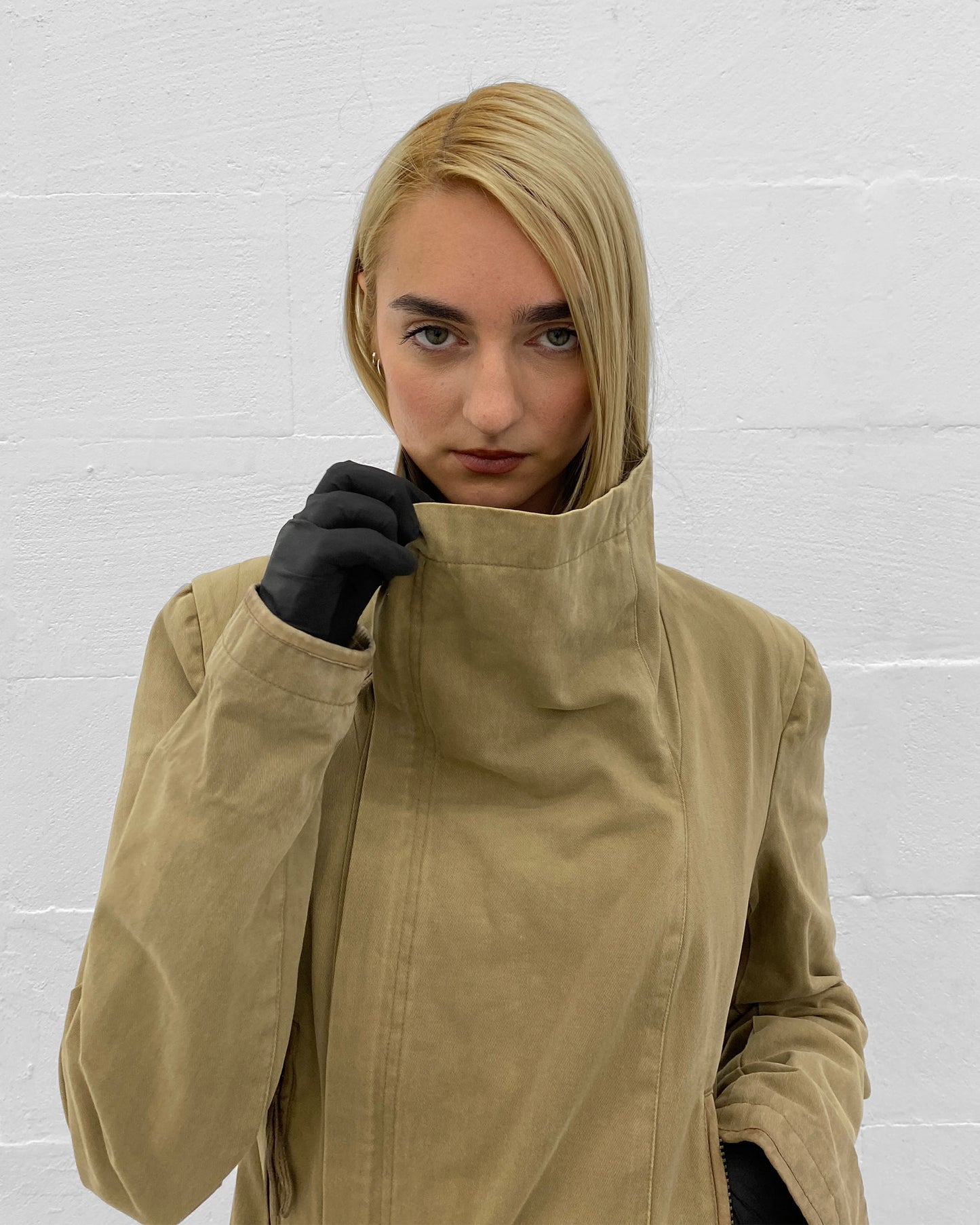 Patrizia Pepe 1990s High Collar Jacket Beige