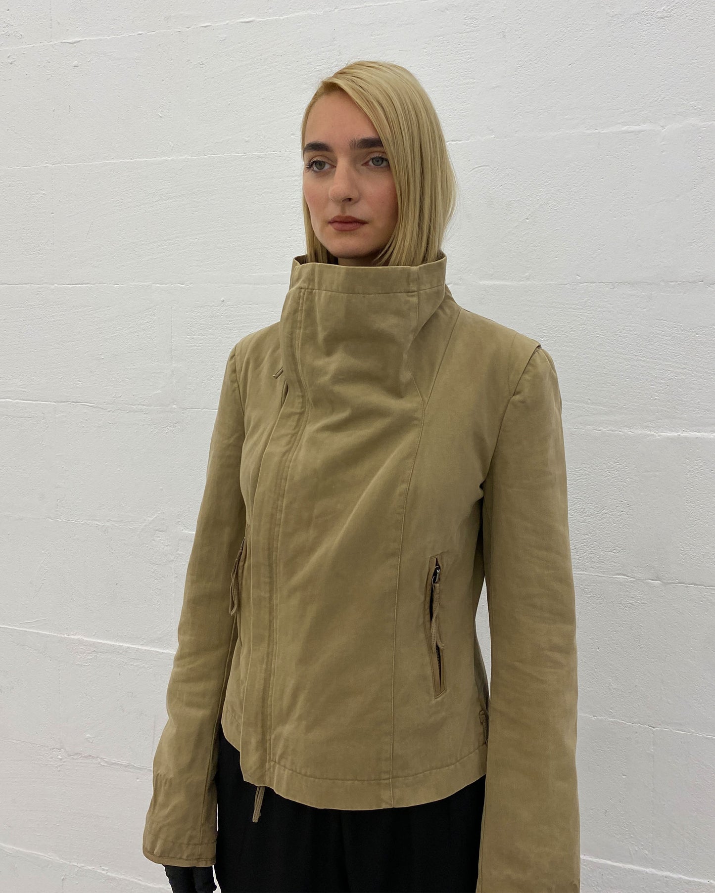 Patrizia Pepe 1990s High Collar Jacket Beige