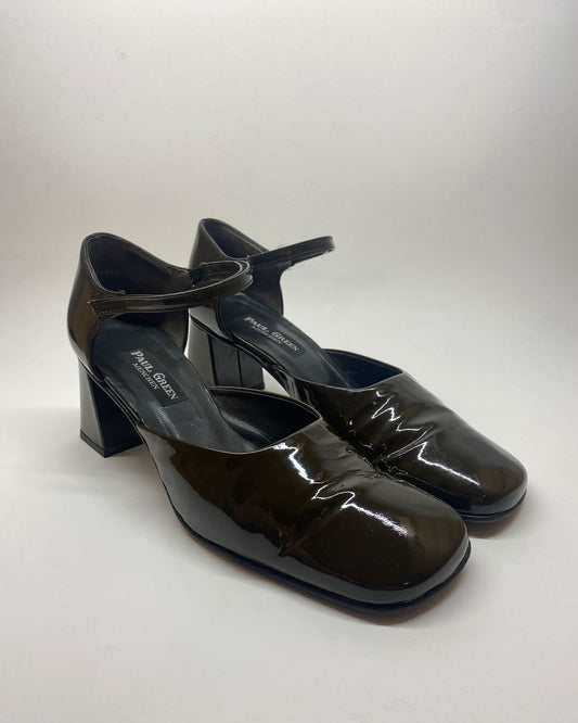 Paul Green München 2000s Patent Leather Mary Jane Heels Green