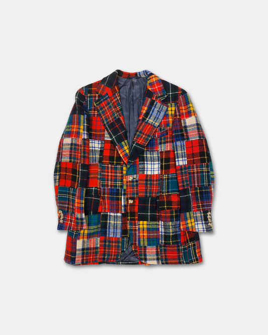 Polo by Ralph Lauren 1980s Patchwork Madras Checkered Wool Blazer Jacket Multicolor