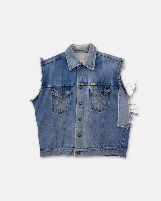 Salvation x Big Yank 1990s Porn-Star Cut Off Sleeve Selvedge Denim Vest Blue