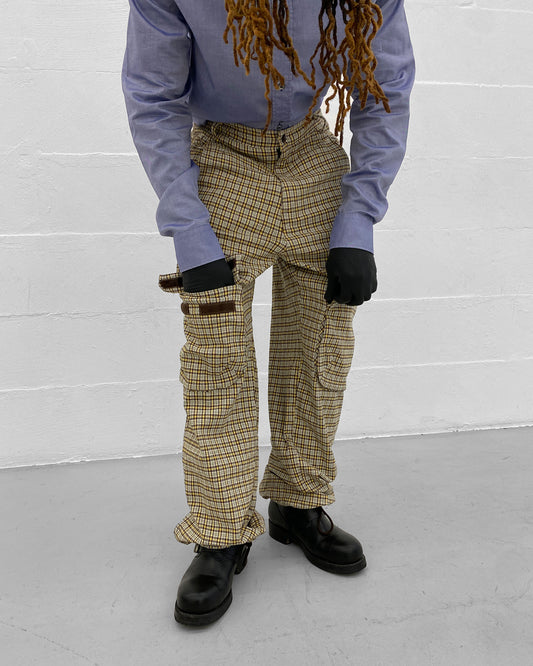 W.&L.T. Walter van Beirendonck 1990s Tartan Checkered Cargo Pants Yellow