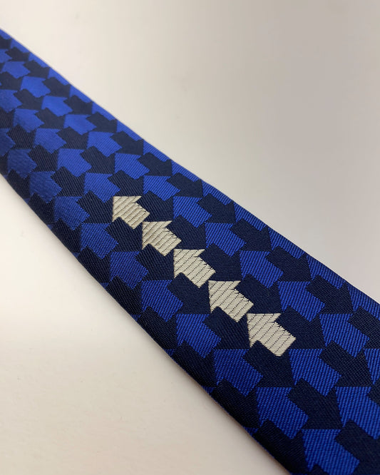 Prada 2010s Arrow Monogram Tie Blue