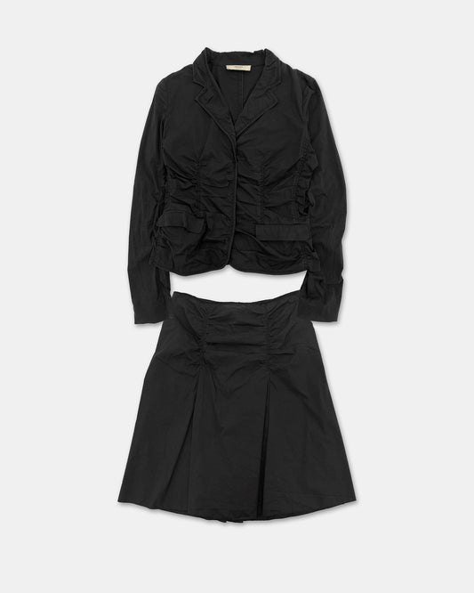 Prada SS2006 Tucked Blazer and Skirt Set Black