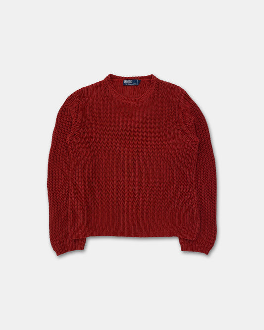 Polo by Ralph Lauren 1980s Linen Cotton Knit Sweater Dark Red