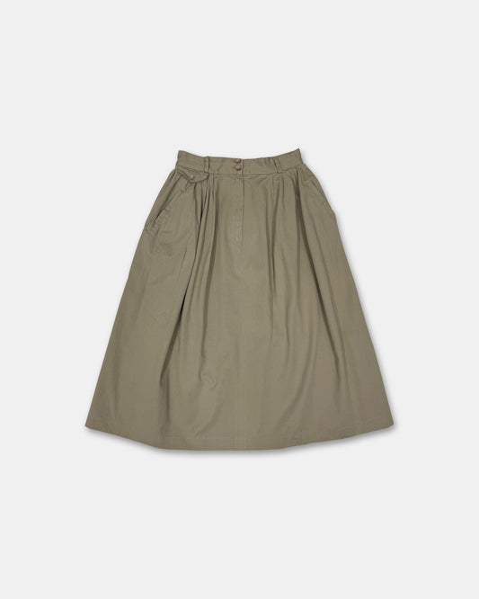 Ralph Lauren 1990s Pleated Denim Skirt Beige
