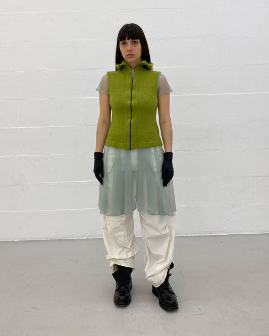 Simone Seidel 2020s Felt Hooded Vest Green