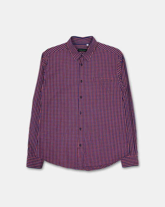 Thomas i Punkt 1990s Black Watch Checkered Shirt Orange Navy