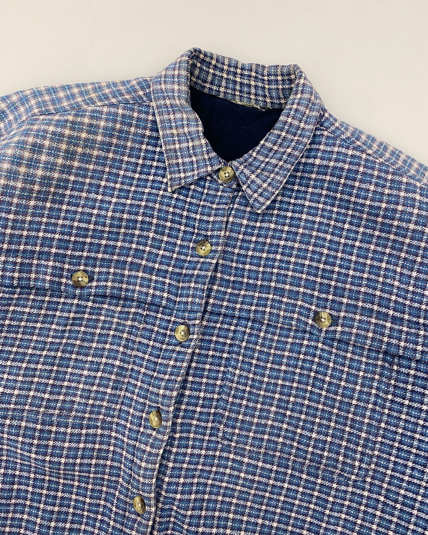 Vintage 1990s Padded Plaid Checkered Flannel Jacket Shirt Blue
