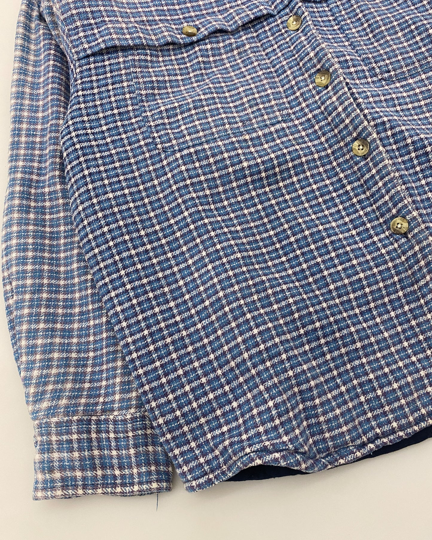 Vintage 1990s Padded Plaid Checkered Flannel Jacket Shirt Blue