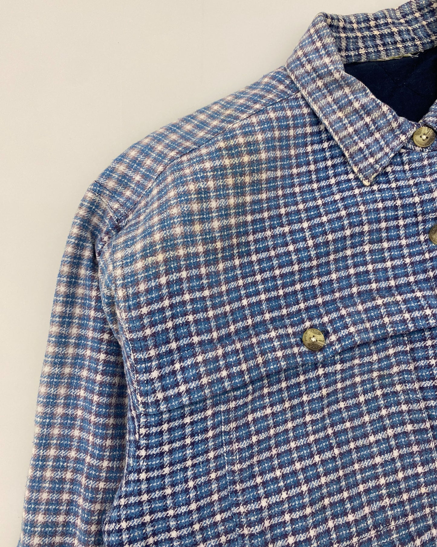 Vintage 1990s Padded Plaid Checkered Flannel Jacket Shirt Blue