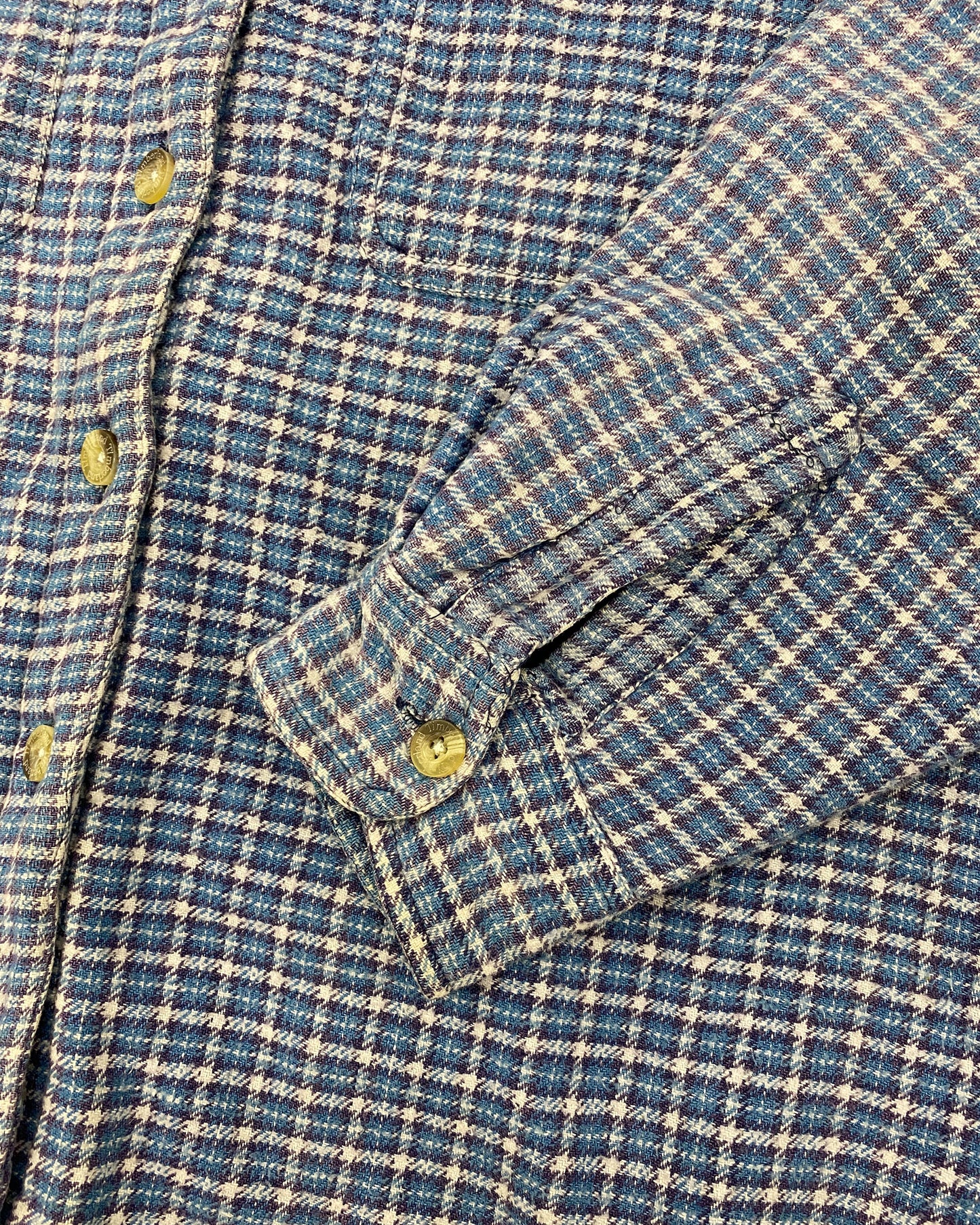 Vintage 1990s Padded Plaid Checkered Flannel Jacket Shirt Blue