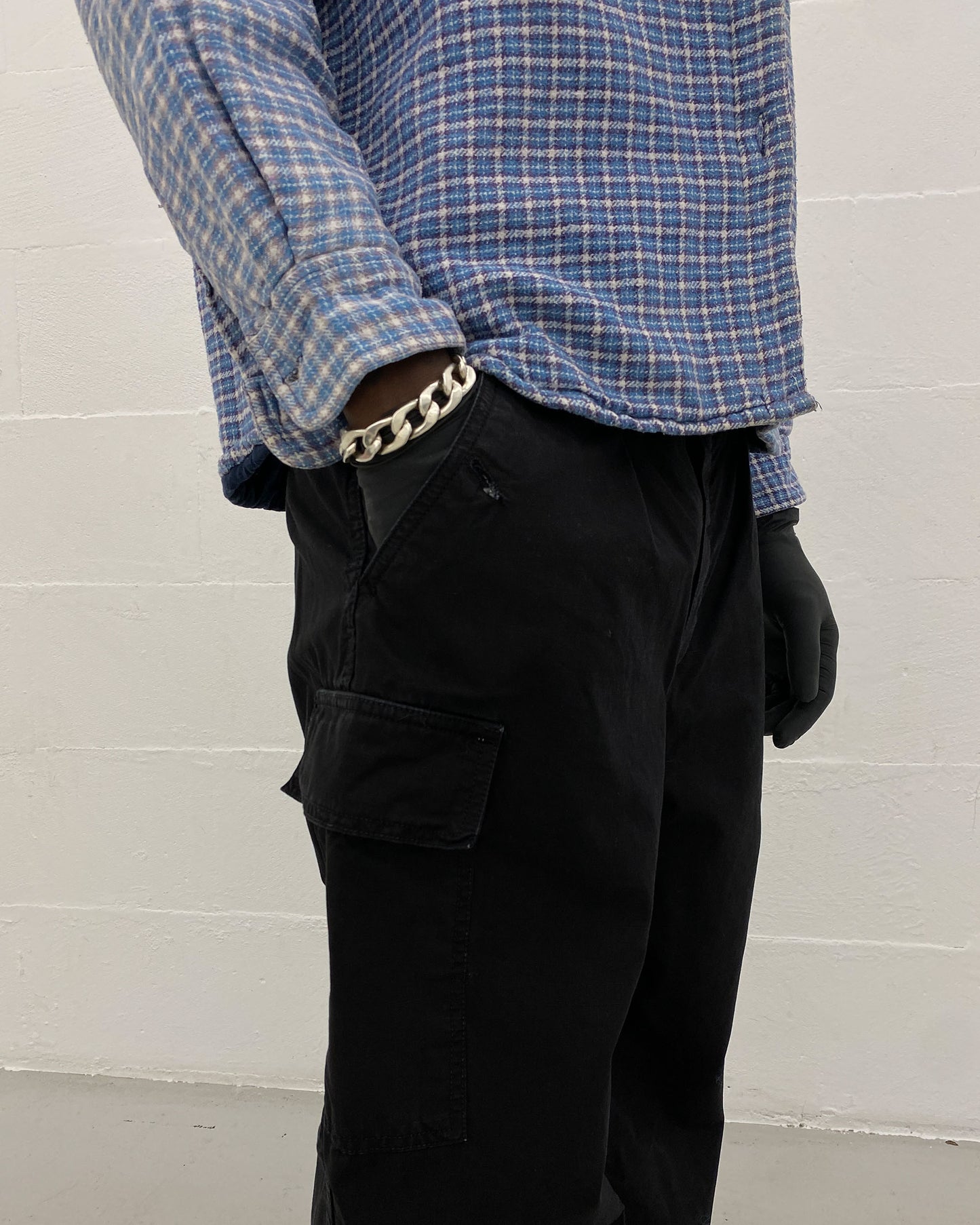 Vintage 1990s Padded Plaid Checkered Flannel Jacket Shirt Blue