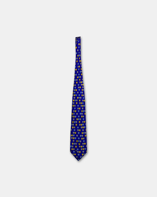 Valentino 1990s Apple Monogram Tie Blue