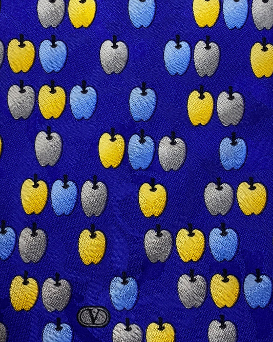 Valentino 1990s Apple Monogram Tie Blue