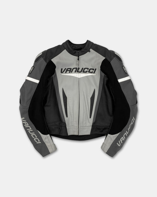 Vanucci 2010s Biker Cow Leatherjacket Grey Black