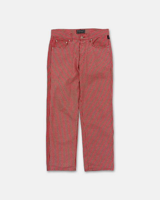 Versace Jeans Siganture 1990s Checkered Pattern Denim Red