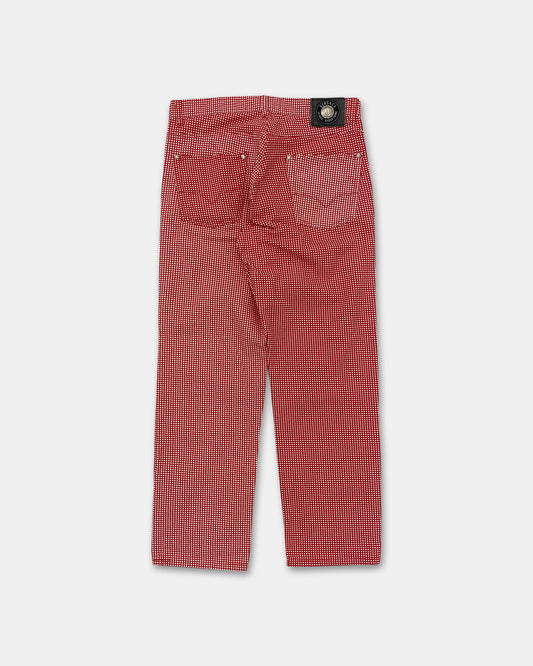 Versace Jeans Siganture 1990s Checkered Pattern Denim Red