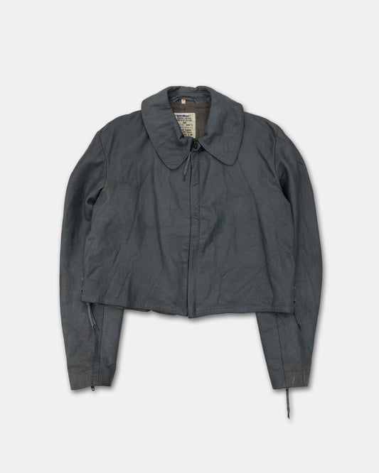 Vintage 1970s German Military Submarine U-Boot Leatherjacket Grey