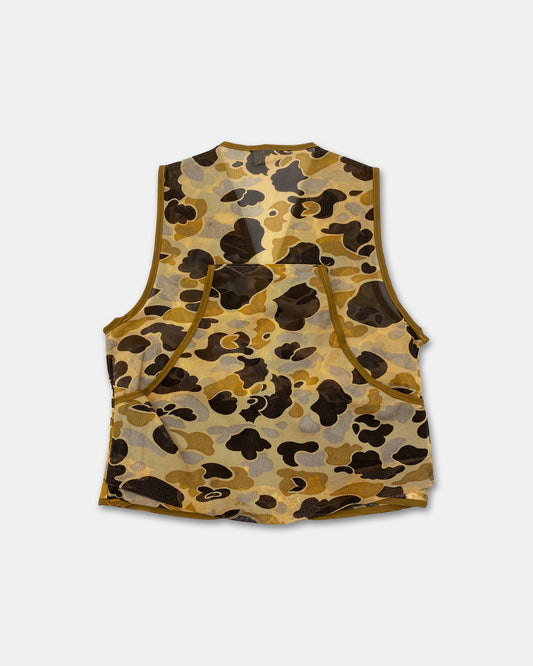 Vintage 1990s Camo Hunting Vest Brown Beige