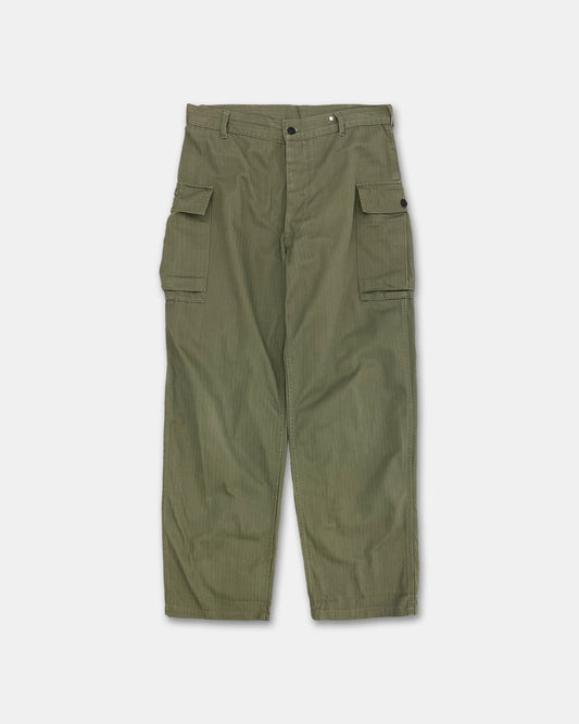 Vintage 2000s Repro WW2 US Military HBT Cargo Pants Khaki Green