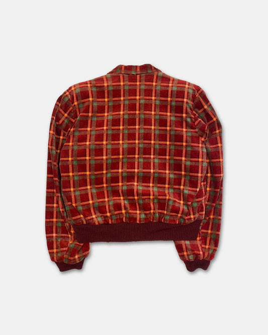 Vintage 1930s German Checkered Cord Blouson Sports Jacket Red
