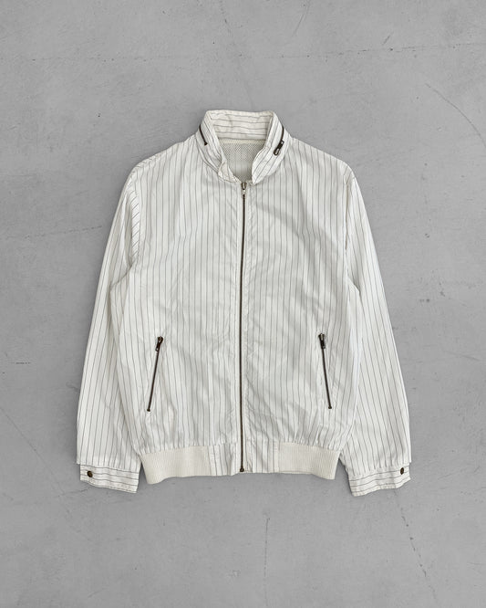 Vintage 1980s Striped Light Track Jacket White