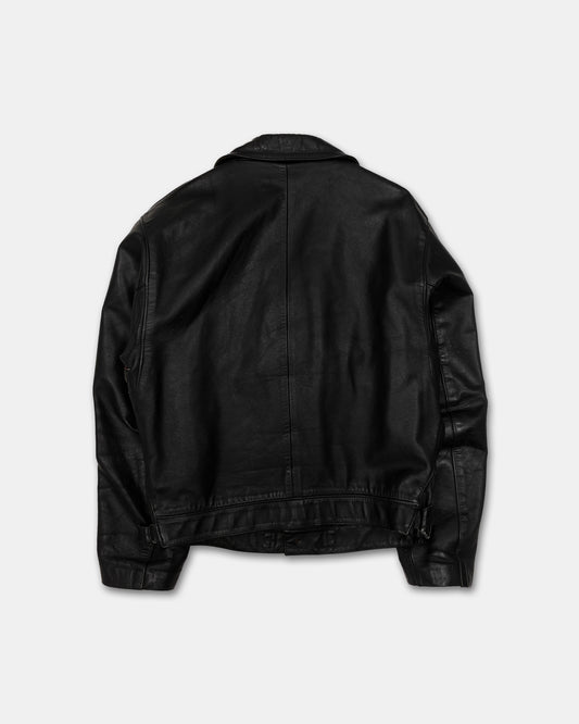 Leder Roth 1995 Riri Zip Flap Chest Pocket Leather Jacket Black