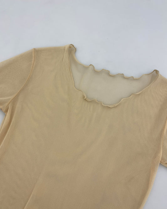 Vintage 1990s See Through Mesh Top Creme