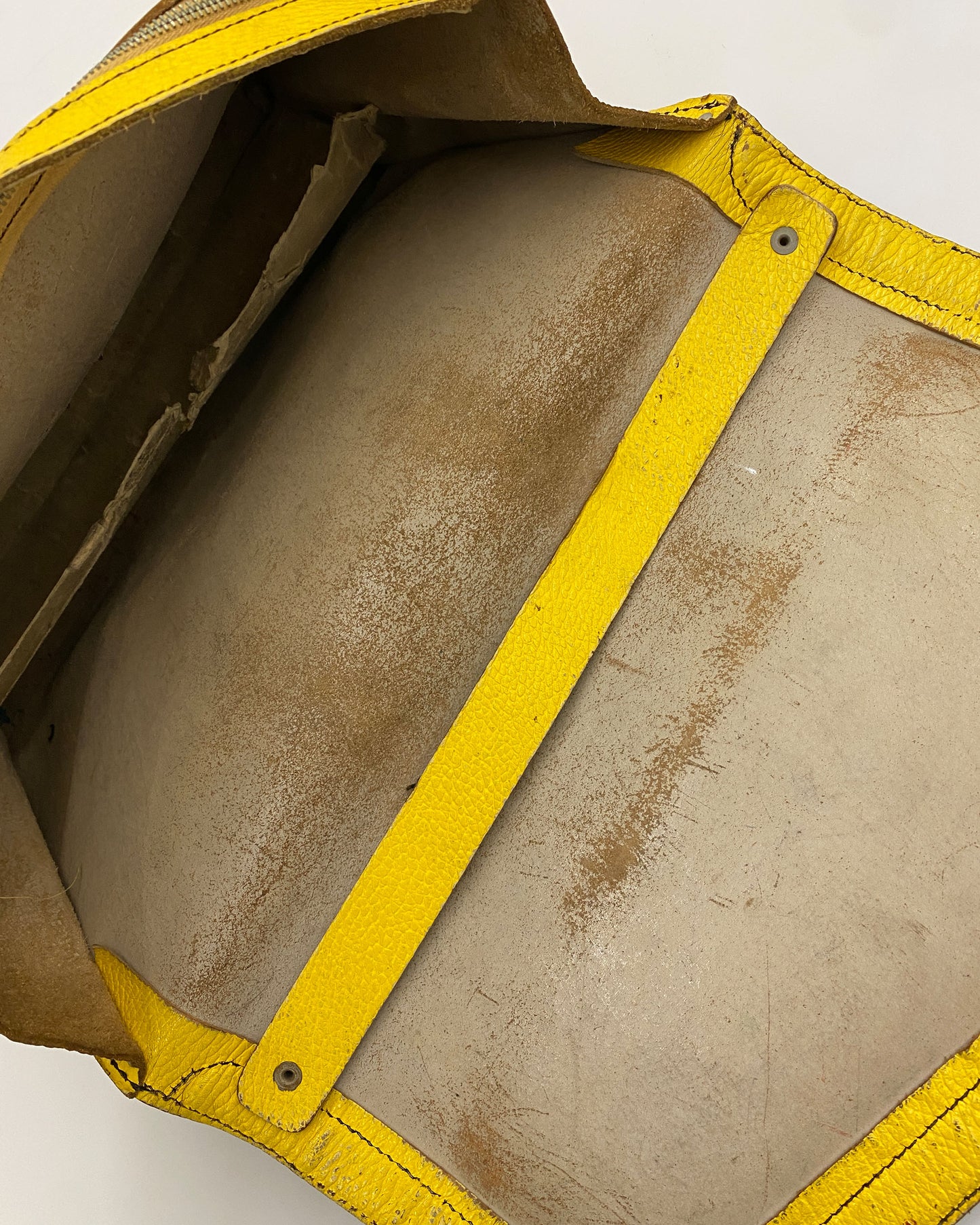 Vintage 1960s Leather School Backpack Yellow