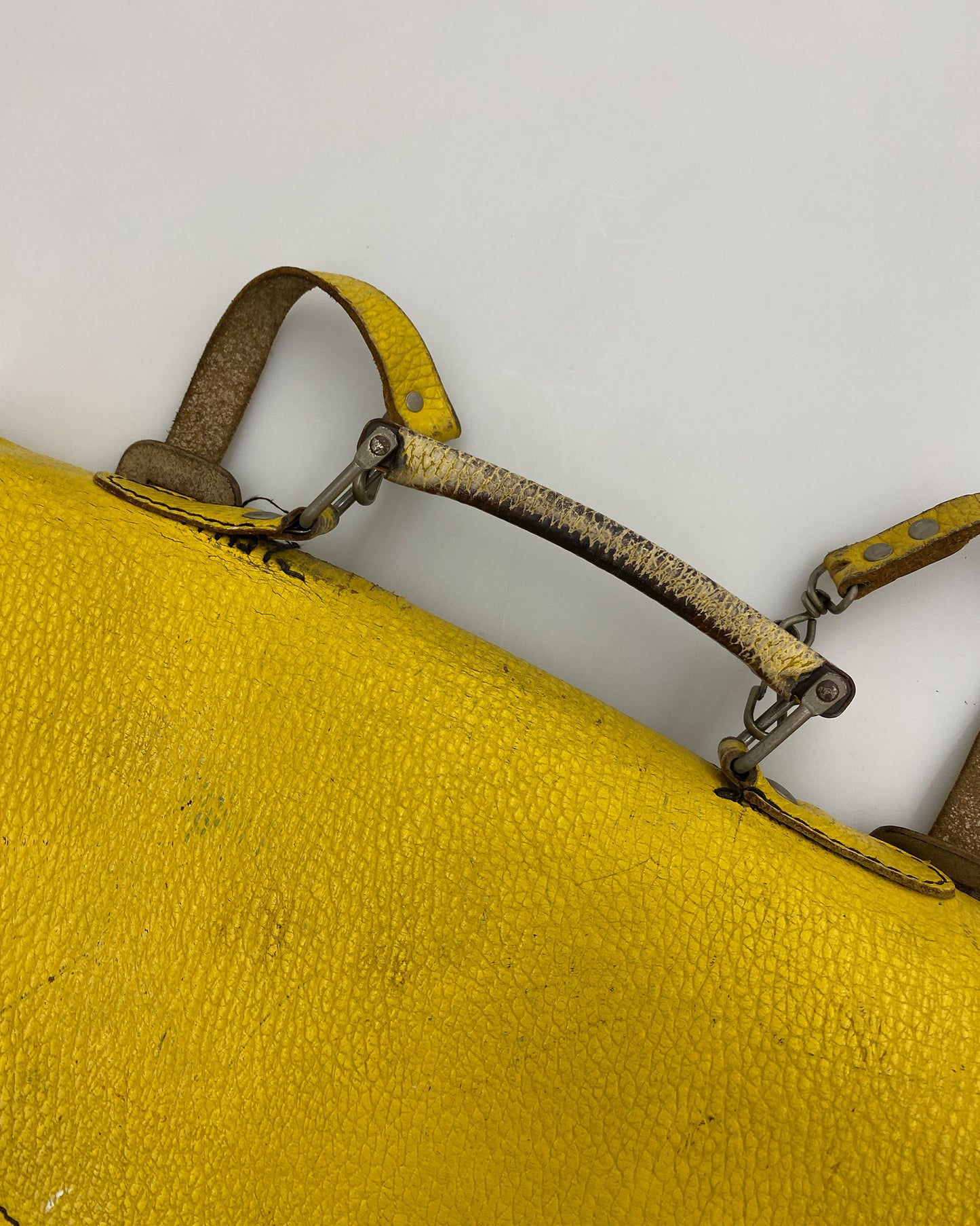Vintage 1960s Leather School Backpack Yellow