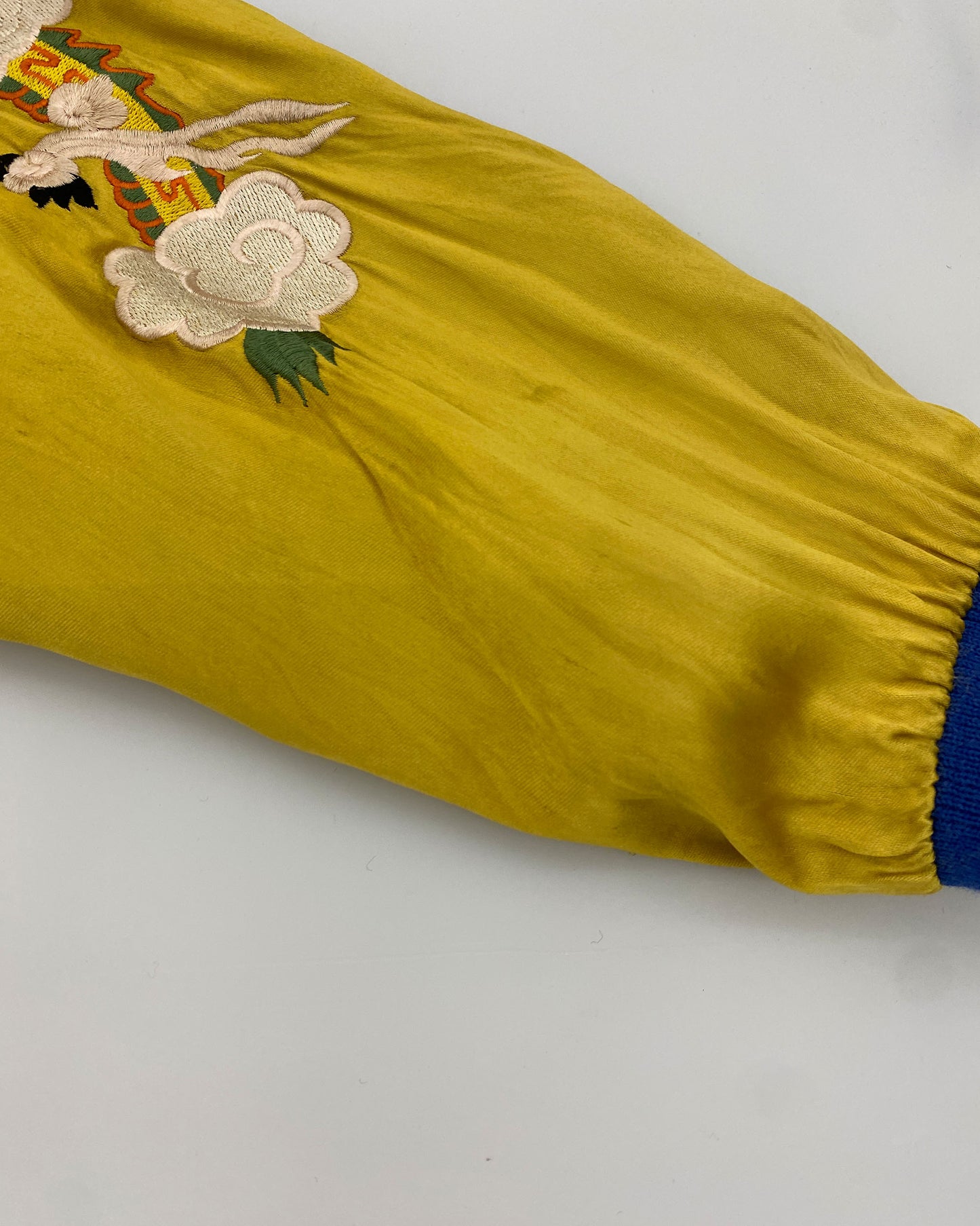 Vintage 1980s Reversible Japan Dragon Souvenir Jacket Blue Yellow