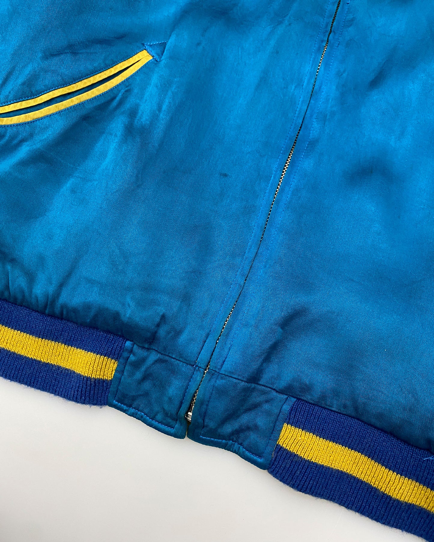 Vintage 1980s Reversible Japan Dragon Souvenir Jacket Blue Yellow