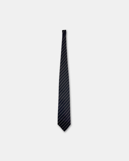 Carlo Colombo 1990s Striped Tie Black
