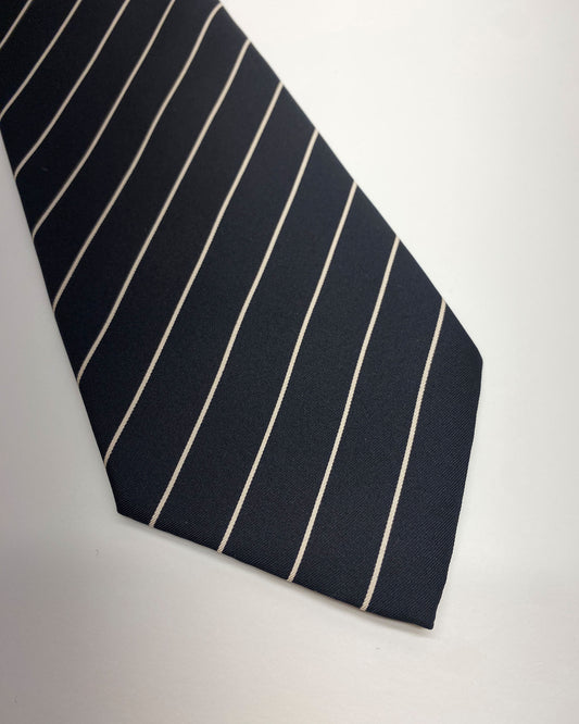 Carlo Colombo 1990s Striped Tie Black