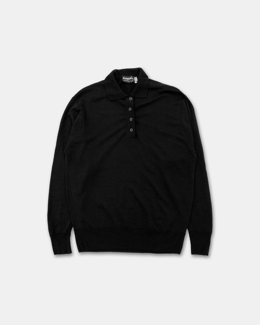 Vintage 1990s Knit Polo Shirt Black
