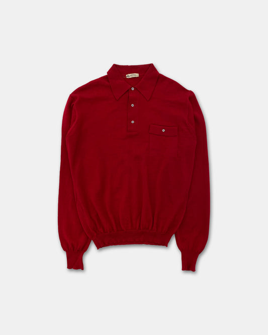 Vintage 1980s Knit Polo Shirt Dark Red