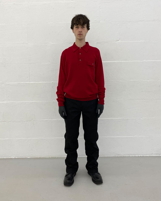 Vintage 1980s Knit Polo Shirt Darkred
