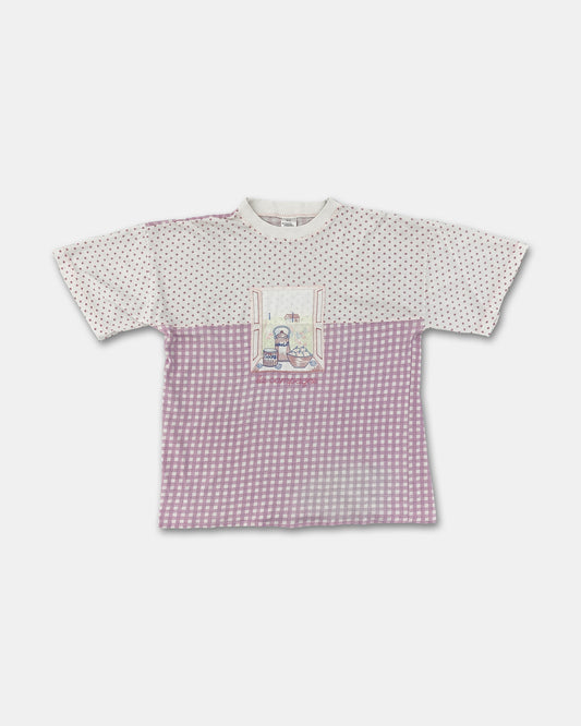 Vintage 1990s La Campagne Checkered T-Shirt Light Pink
