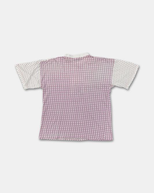 Vintage 1990s La Campagne Checkered T-Shirt Light Pink