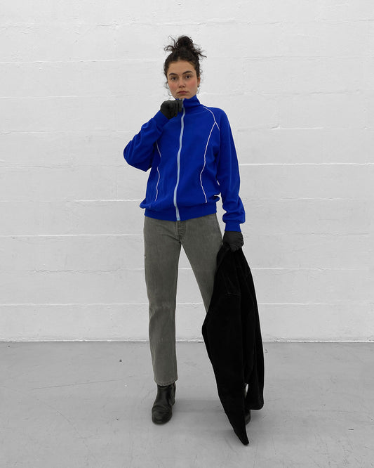 Vintage 1970s DDR Sport Track Jacket Blue