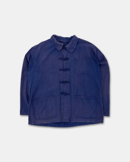 Vintage 1980s French Chinese Work Jacket Blue