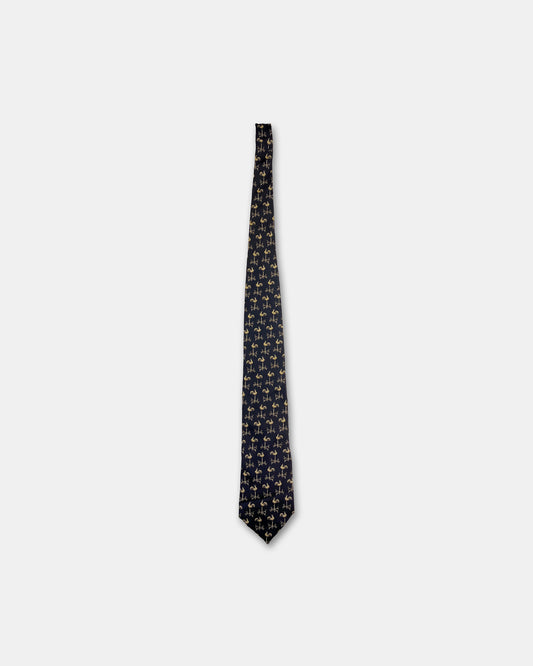 Yves Saint Laurent 2000s Weathercock Monogram Tie Black