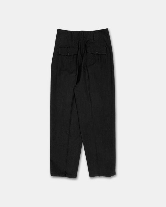 Yohji Yamamoto Pour Homme 1980s Wide Leg Wool Pleat Pants Dark Grey