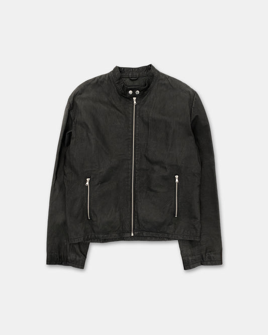 Yourname 1990s Biker Leather Jacket Black