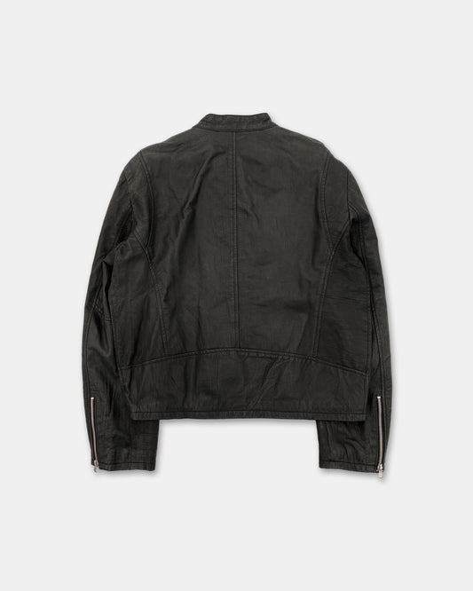 Yourname 1990s Biker Leather Jacket Black
