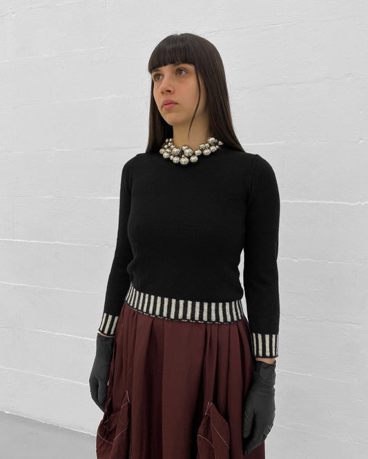 Comme des Garçons Black AW2008 Striped Hem Knit Sweater Black