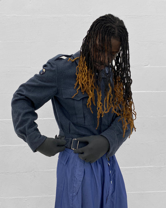 Vintage 1950s Belgian Military Wool Blouse Jacket Navy