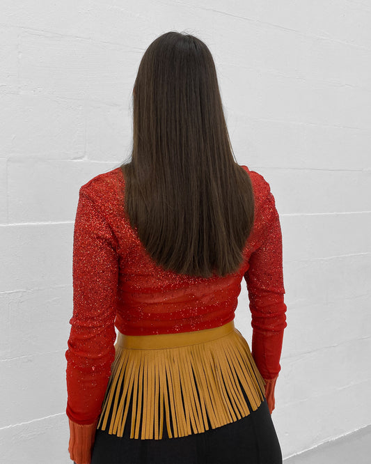 Prada SS2007 Leather Fringe Belt Light Brown