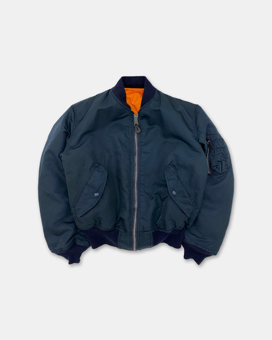 Alpha Industries 1980s Made in USA MA-1 Bomber Jacket Dark Petrol